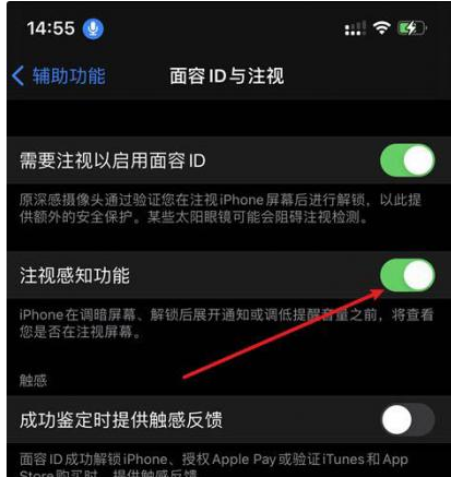 勐海苹果14维修网点分享iPhone14注视感知功能有什么用 